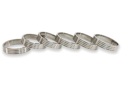 Georg Jensen Set of 6 Napkin Holders Stainless Steel Art Deco Design Sigvard Bernadotte 1938