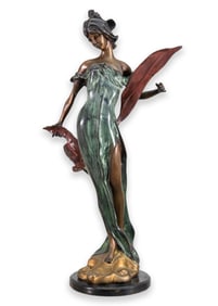 Eduardo Rossi Sea Nymph Galatea Signed Art Nouveau Bronze Figurative Sculpture