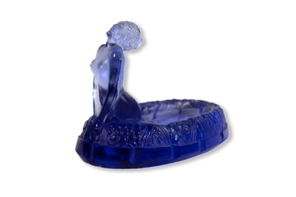 Heinrich Hoffmann Ingrid Art Deco Pin Tray Blue Glass Female Nude 1930s