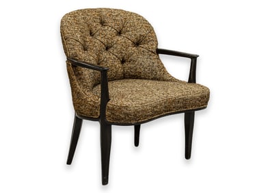 Edward Wormley for Dunbar Janus Chair 1957 Mahogony Frame Brown Speckled Upholstery