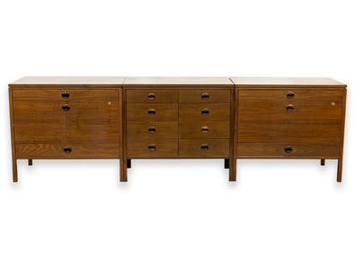 Edward Wormley for Dunbar Set of 3 Cabinets 1950s Walnut Wood Modern Furniture