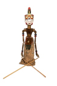Vintate Wayang Golek Rod Puppet Java Indonesia 20th Century Traditional Asian Object