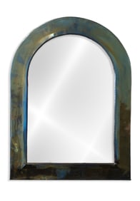 Vintage Moroccan Mirror Hand-Hammered Patinated Metal Frame 20th Century Boho Décor