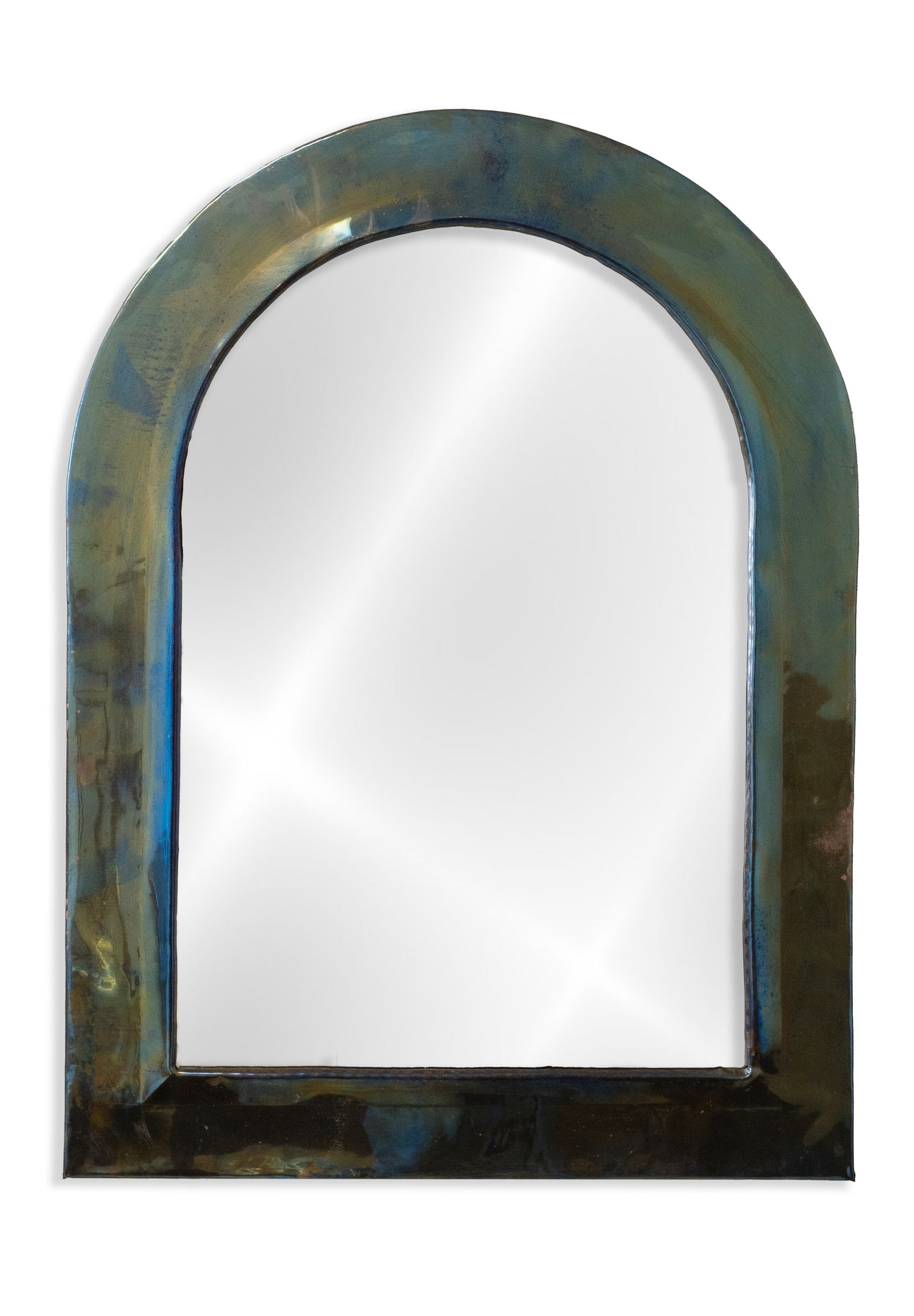 Vintage Moroccan Mirror Hand-Hammered Patinated Metal Frame 20th Century Boho Décor (1 of 4)