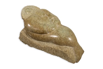 Inuit Resting Man Hand-Carved Soapstone Sculpture Traditional Native Canadian Art