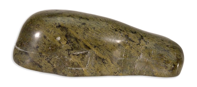Inuit Whale Animal Hand-Carved Green Soapstone Sculpture Traditional Native Canadian Art