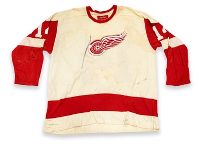 Vintage Game Worn Detroit Red Wings Jersey Nick Libett #14 Rawlings Action NHL Hockey 1970s Era