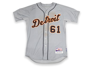 2014 Detroit Tigers Postseason Jersey Ezequiel Carrera #61 MLB Authentic Majestic Performance