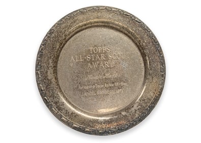 Topps All-Star 1971 Scout Award Silverplate Platter Howie Haak Angel Mangual Rookie MLB Trophy