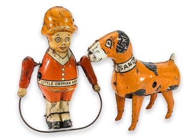 Louis Marx & Company Little Orphan Annie & Sandy Antique Tinplate Toy New York 1930