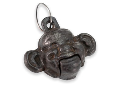 Antique Monkey Character Keychain Toy Cast Iron Early 20th Century