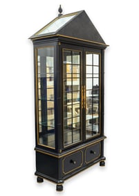Ferguson Copeland Ltd. Traditional Lighted Display Cabinet Black Lacquered Finish & Glass