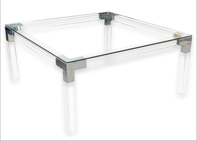 DIA Design Institute of America Glass Lucite and Chrome Modern Cocktail Coffee Table