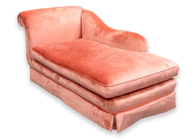 Englander Triangle Vintage Chaise with Peach Velvet Upholstery 1980s Postmodern Furniture