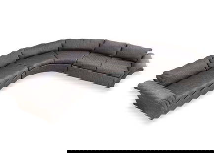 Milo Baughman for Thayer Coggin Contemporary Modern Curved 3 pc Sectional Sofa: A Milo Baughman for Thayer Coggin slate sectional sofa. This beautiful modern sofa features a three piece design: two straight sides with armrests, and a middle curved corner piece. Each of these sect