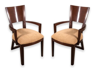 Pair of Berman Rossetti Contemporary Modern Dark Wood Armchairs