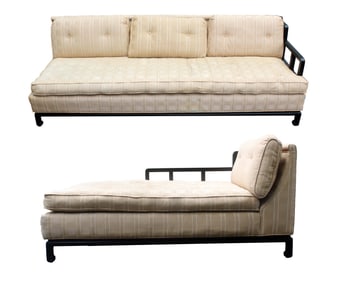 James Mont Vintage Mid Century 2 Piece Asian Style Lacquered Sectional Sofa