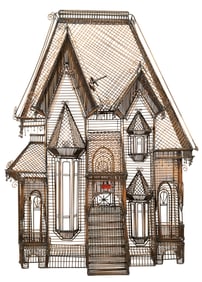 Guy Pullen Wire Victorian House Sculpture Series Brutalist Decorative Object 1970s