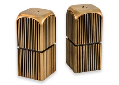 L’Objet Brutalist Salt & Pepper Shakers Contemporary Fine Dining Accessories