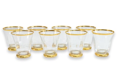 AERIN Sophia Collection Set of 8 Tumblers Gold-Trimmed Crystal Glass Contemporary Dining