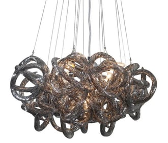 CH-2416-5CH Small Infinity Chandelier by Viz Art Glass Like New Open Box Metallic Silver Color