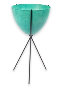 Kimball Manufacturing Co. - Teal Fiberglass Bullet Planter, 1950 - Mid Century Modern Design