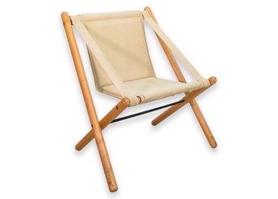 R. Wilkes & Co. - Safari Sling Folding Accent Chair, Canvas & Wood, c. 1960s