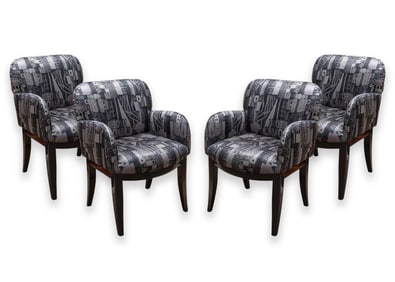 Milo Baughman for Thayer Coggin - Armchairs, c. 1980s Black Cushioned Postmodern Design