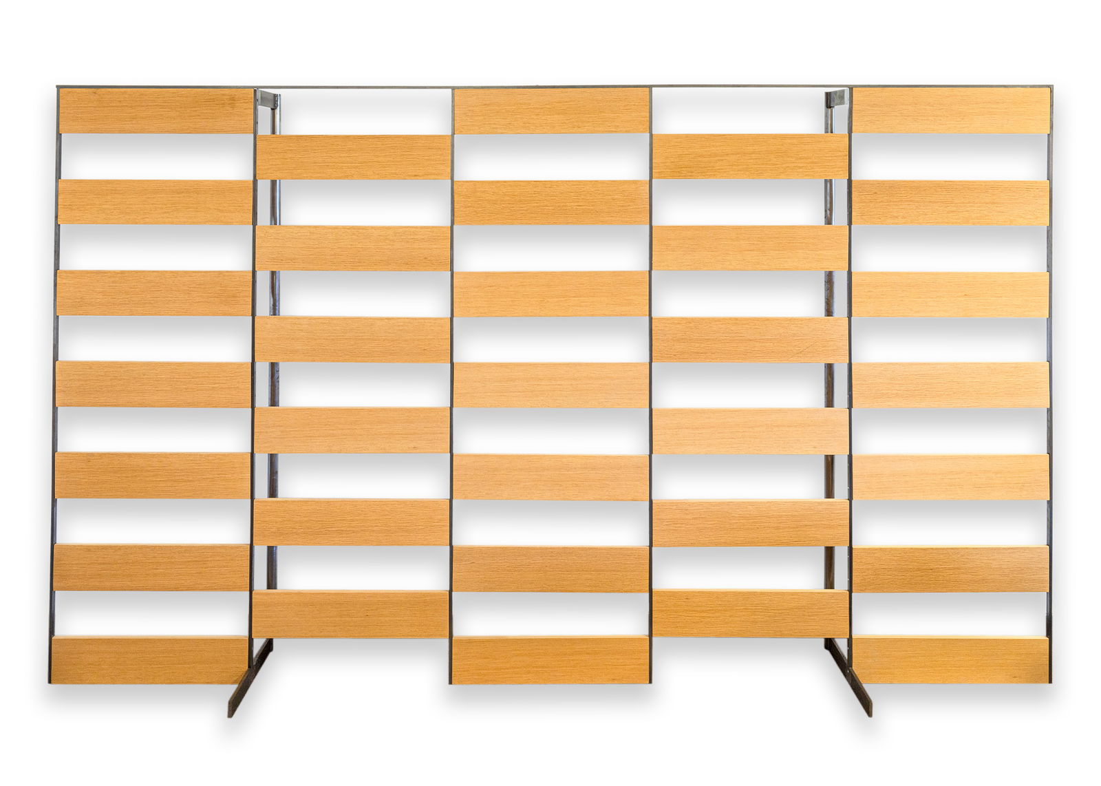 B & B Italia - Contemporary Checkered Wooden Room Divider Screen with Steel Frame (1 of 9)