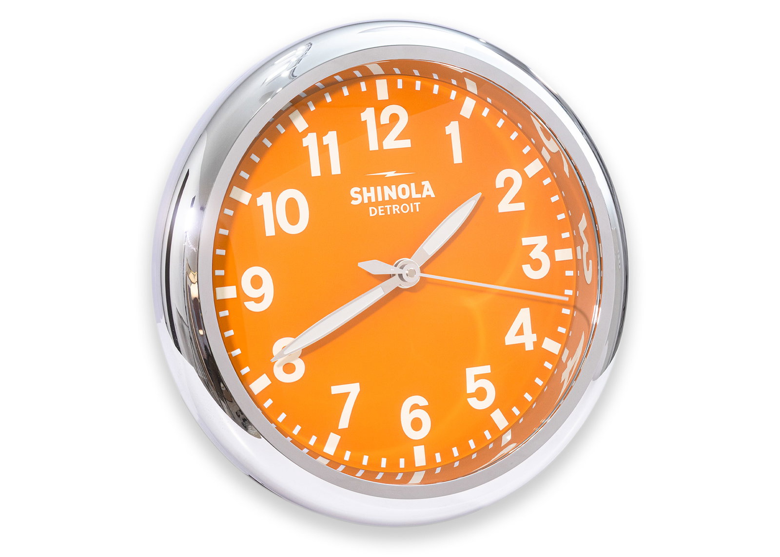 Shinola Detroit - Orange Wall Clock in Collaboration with GE, 14" Diameter - Modern Design (1 of 10)
