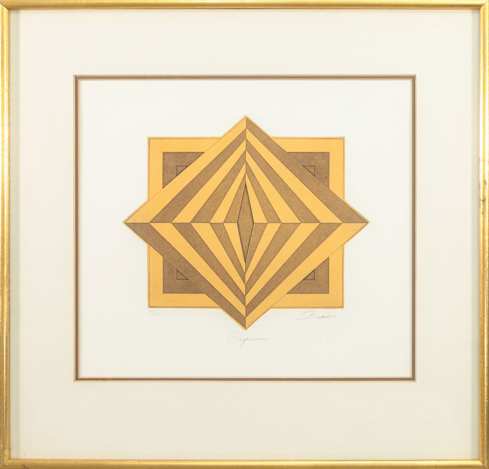 Progression Signed Bianca Modernist Geometric Etching on Paper Framed 1970s (1 of 7)