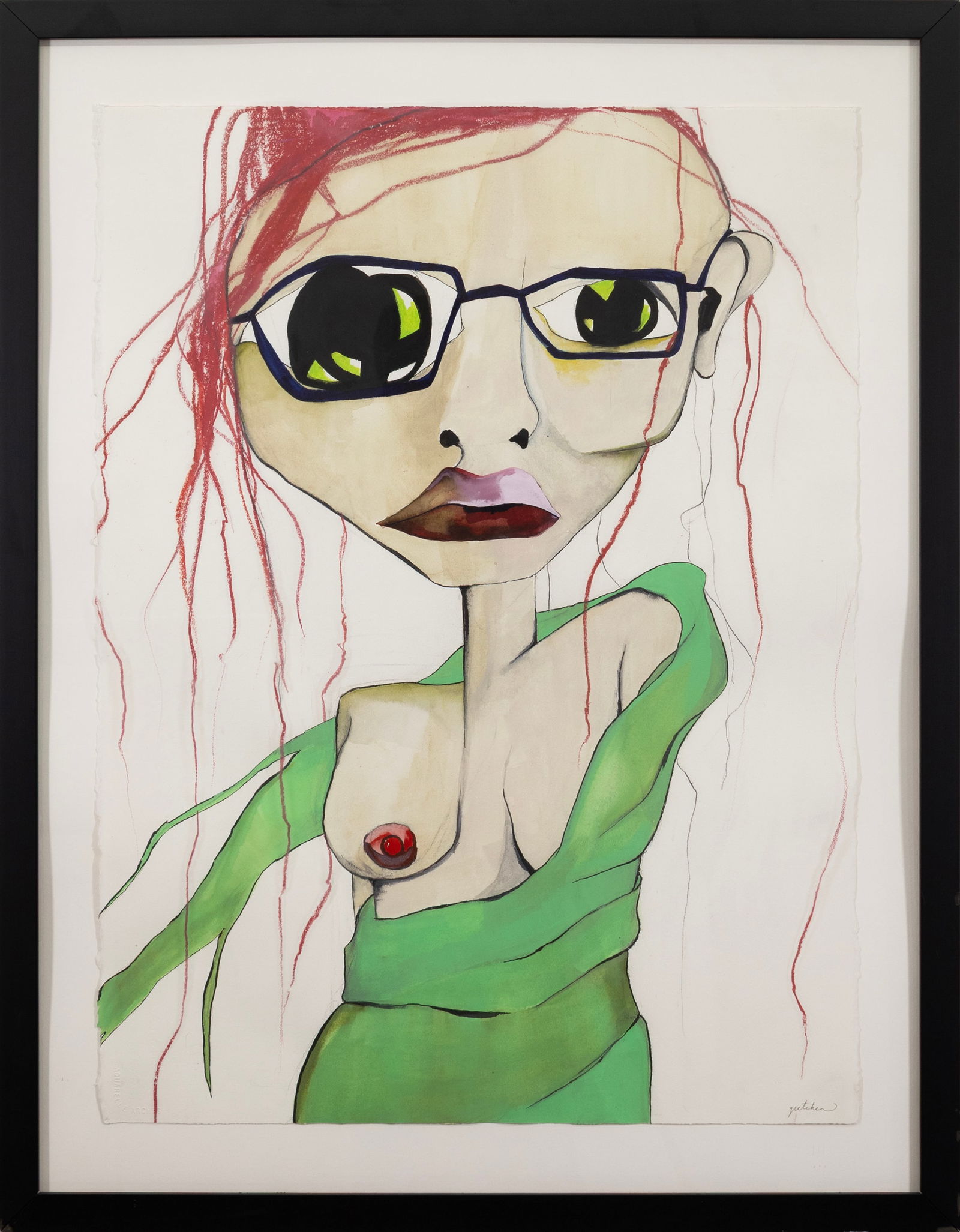 I Think You Want Me, Signed Gretchen - Contemporary Figurative Mixed Media Drawing (1 of 8)