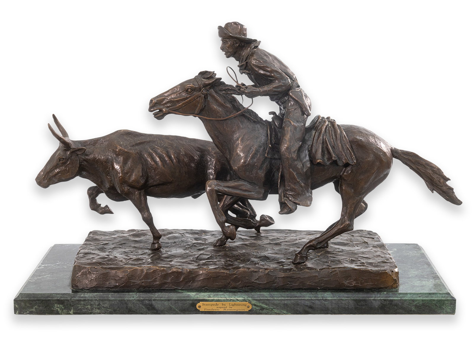 Frederic Remington, after - Stampede by Lighting, Bronze Sculpture - Davies Shinseki, 2000 (1 of 8)