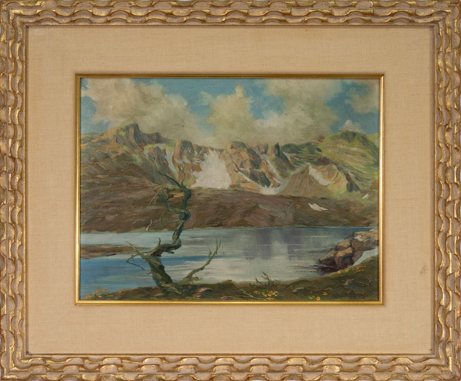 Robert Hopkin (1832-1909) - Summit Lake on Mt Evans, Colorado Signed Oil on Panel (1 of 7)