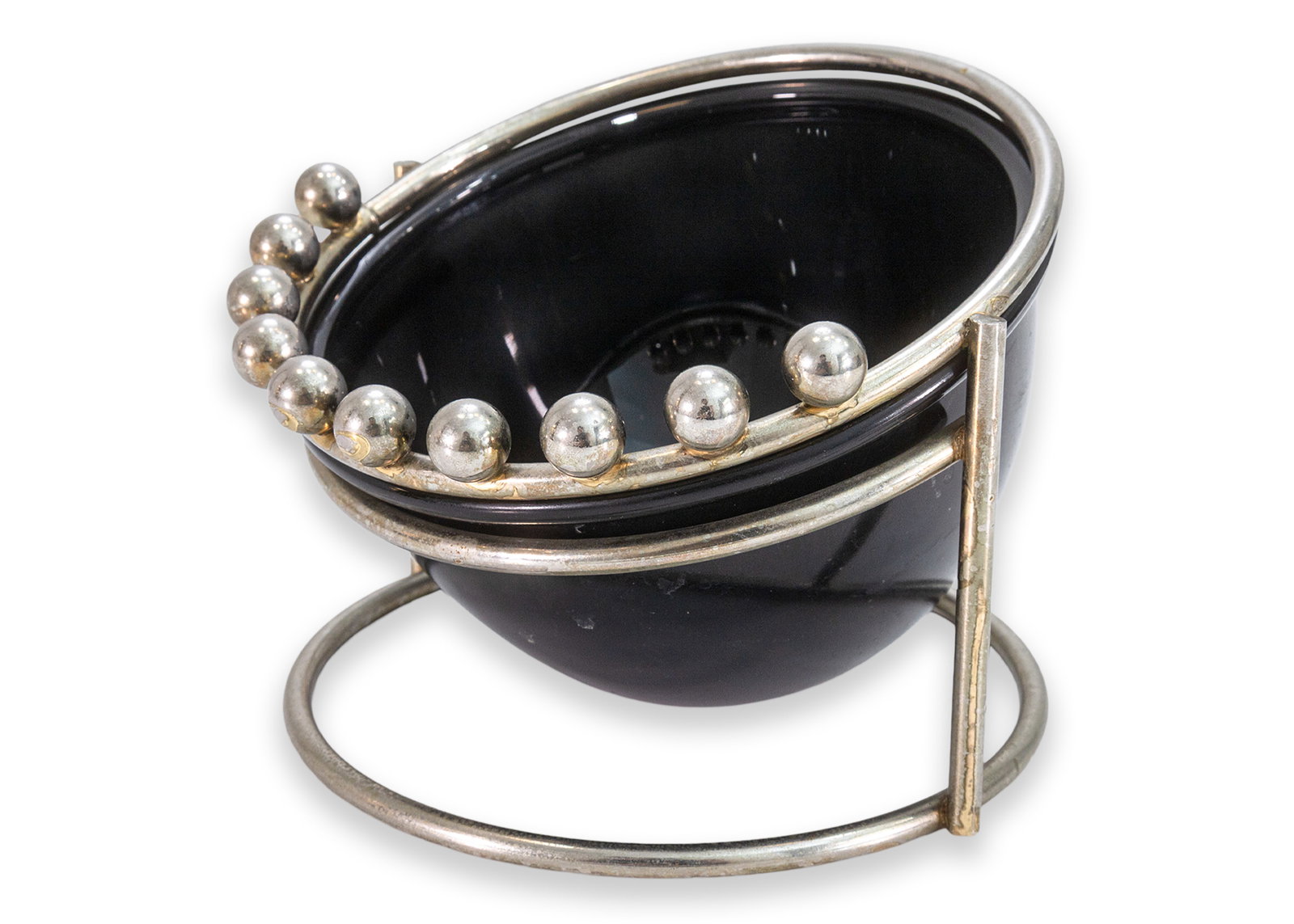 Art Deco Black & Silver Ashtray Table Stand, c. 1930s - Modern Bar Collectables (1 of 5)