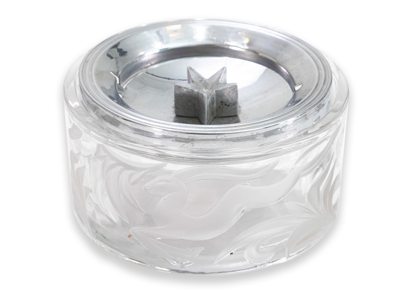 Chase Brass & Copper Co. - Art Deco Chrome & Glass Antelope Ash Receiver, c. 1930 (1 of 5)