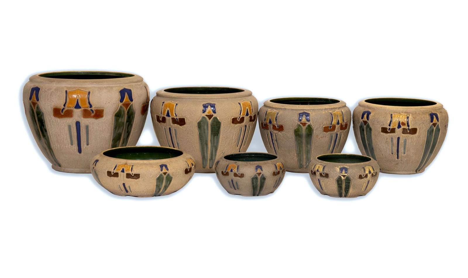 Roseville - Set of 7 Ceramic Mostique Vessels Arts & Crafts Early 20th Century (1 of 16)
