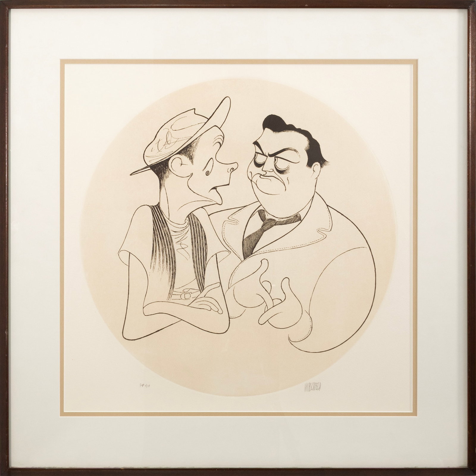 Al Hirschfeld - Jackie Gleason and Art Carney, 1987 Signed Lithograph on Paper 1/11 (1 of 5)