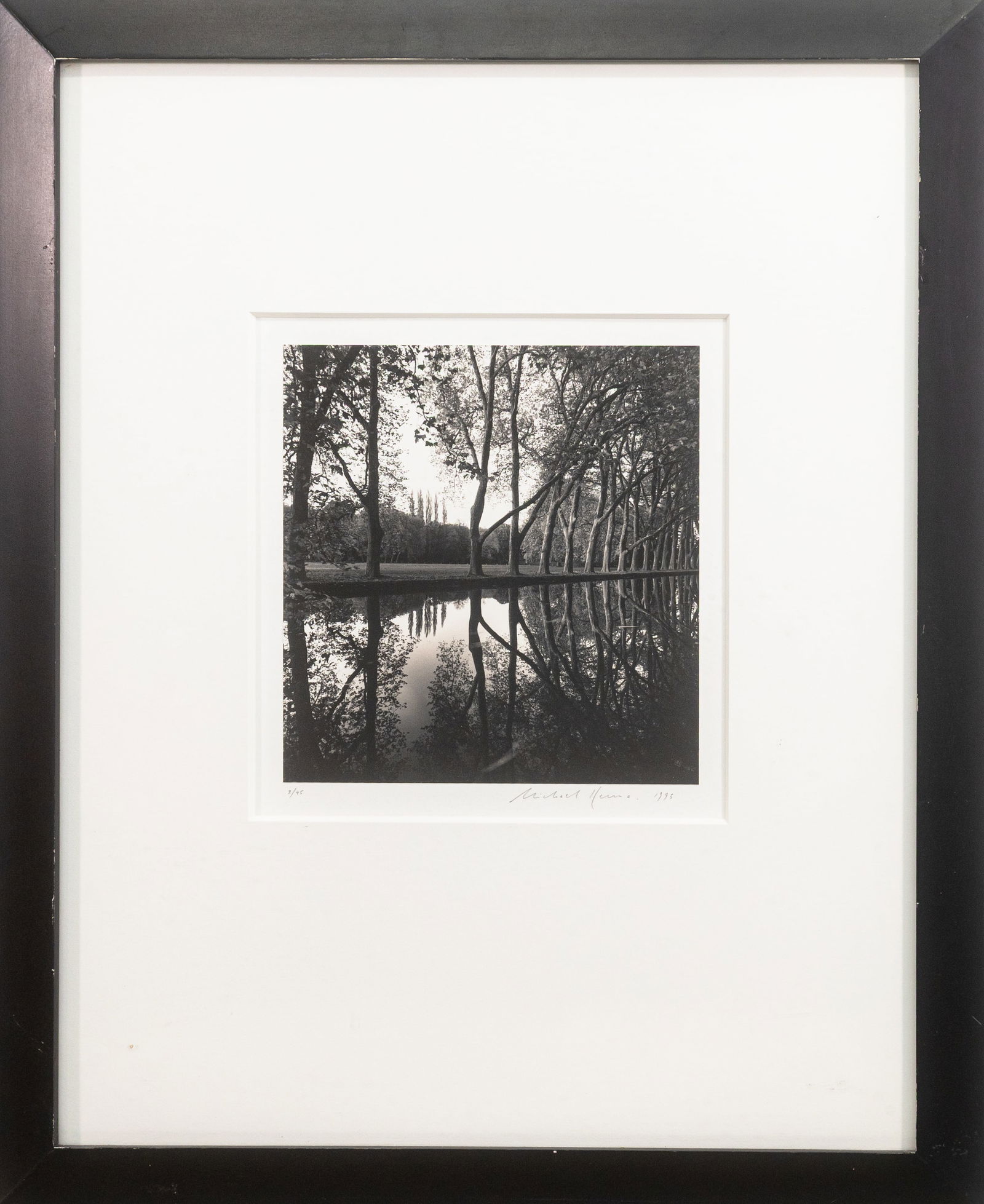 Michael Kenna - Allee d Honneur Courances France 1995 Selenium Toned Gelatin Silver Print: A contemporary selenium toned gelatin silver print titled "Allee de Honneur, Courances, France" by renowned British photographer Michael Kenna. Hand signed and dated in pencil on the lower right with