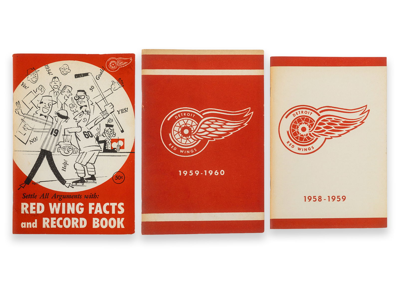 (3 Count) Vintage 1958-1959 & 1959-1560 Detroit Red Wings Official Media Guide & Record Book (1 of 4)