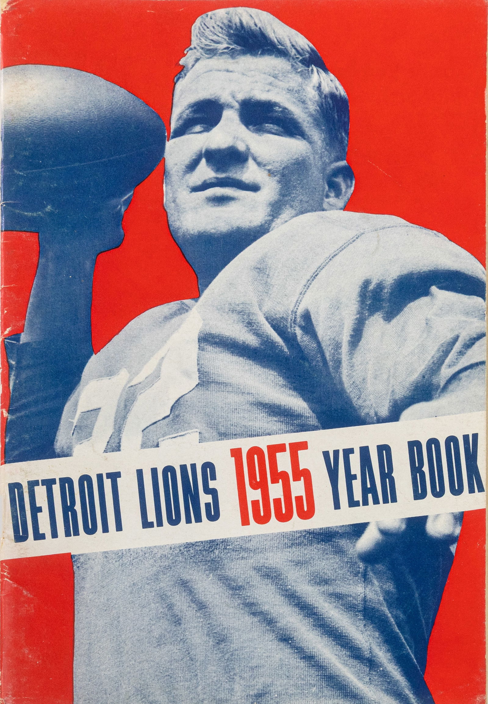 Vintage Authentic NFL Detroit Lions 1955 Yearbook: Vintage/Antique authentic Official NFL Detroit Lions 1955 Yearbook. This Yearbook is very scarce and tough to find, and even more rare in this condition. Yearbook is in VG - EX+, see photos for more c
