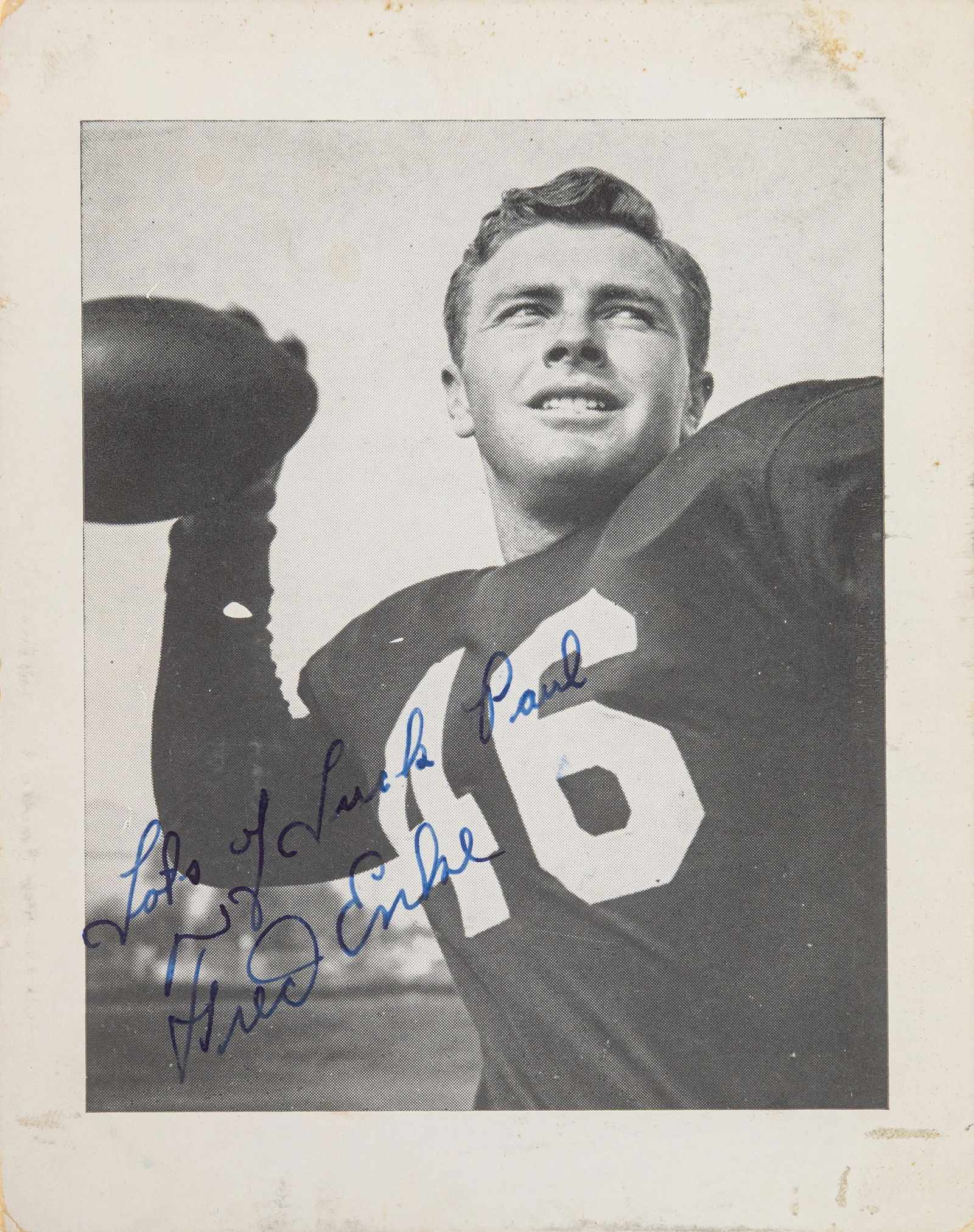 1950s FRED ENKE 4x5 Autographed/Signed Original Photograph Beckett COA HOF Lions Colts (1 of 3)