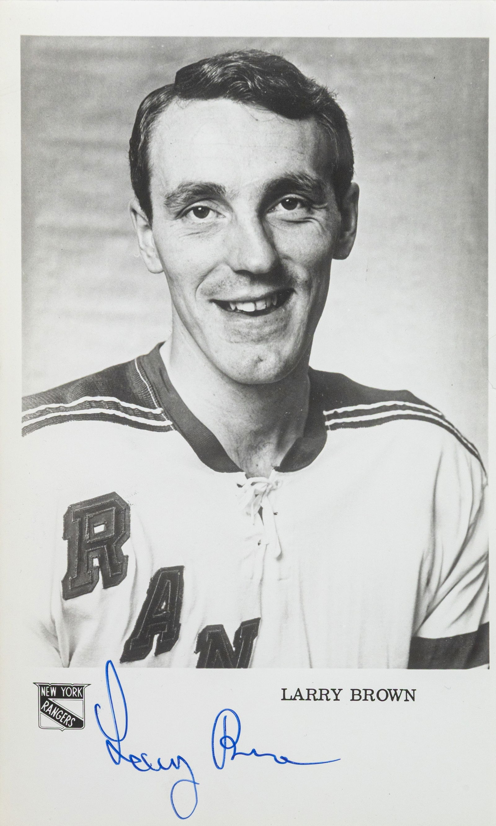 Larry Brown Original Vintage 1969-70 Signed New York Rangers/Red Wings 5x8 Photo Beckett COA (1 of 3)