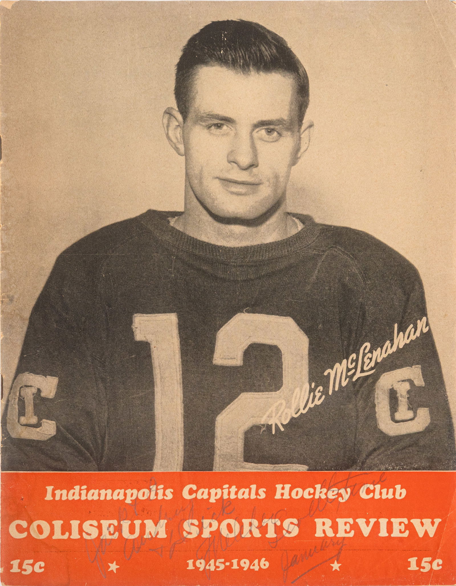1945-46 Indianapolis Capitols Coliseum Sports Review Program Autographed by Rollie McLenahan (1 of 4)