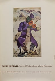 Marc Chagall Guggenheim Museum New York 1975 Modern Lithographic Exhibition Poster