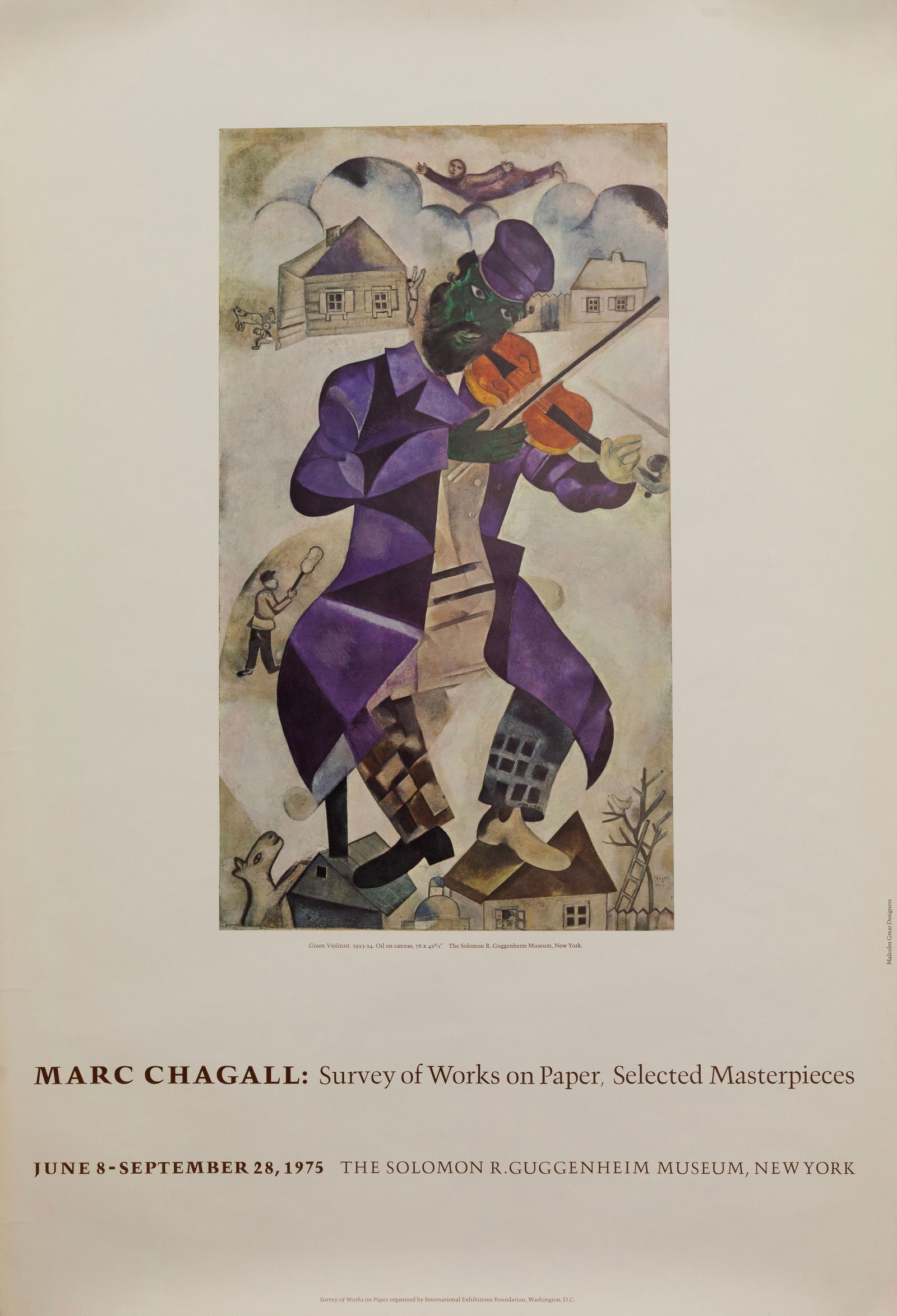 Marc Chagall Guggenheim Museum New York 1975 Modern Lithographic Exhibition Poster (1 of 3)