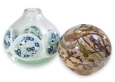 Richard Ritter Pair of Objects c. 1970s Modernist Hand Blown Art Glass