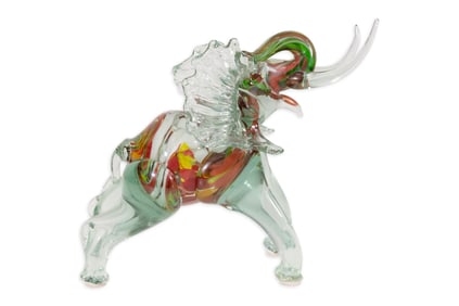 Murano Art Glass Elephant Figurine Hand-Blown Modernist Table Sculpture c. 1960s