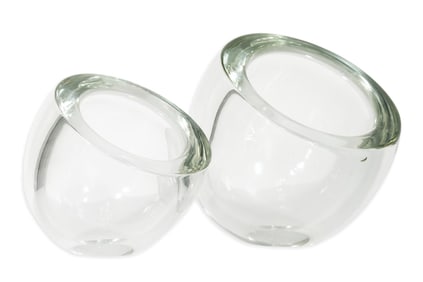 Alfredo Barbini for Oggetti Pair of Murano Glass Spheres Signed c. 1970s Postmodern Italian