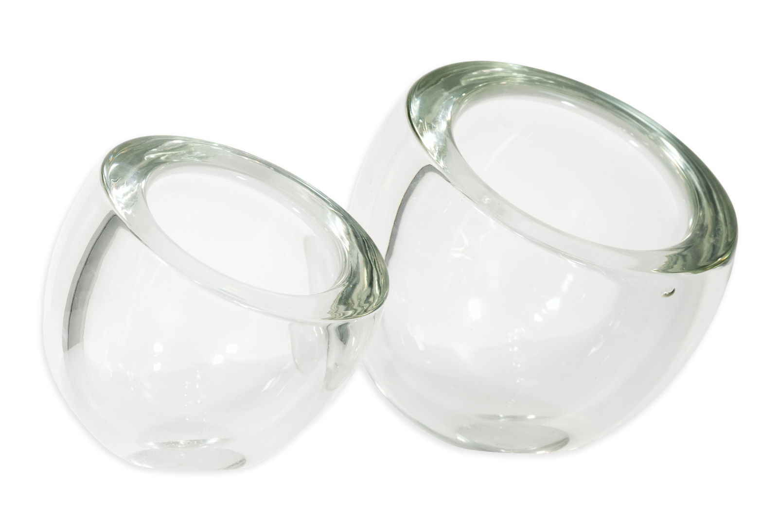 Alfredo Barbini for Oggetti Pair of Murano Glass Spheres Signed c. 1970s Postmodern Italian (1 of 7)